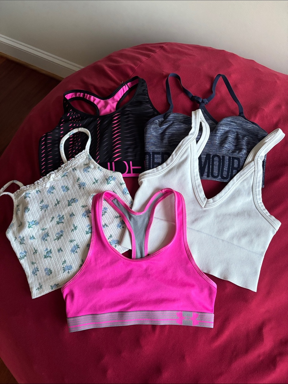 Under Armour Hot Pink Racerback Sports Bra — Women's Active Support bundle of 5